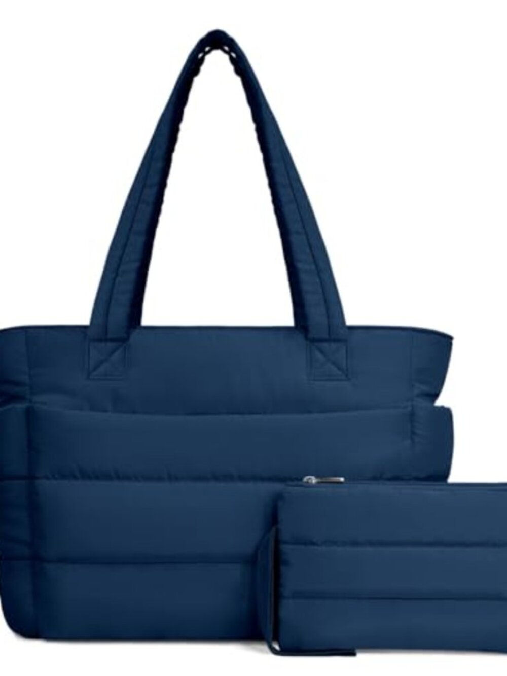Puffer Tote Bag Lightweight Quilted Shoulder Bag with Compartments for Work